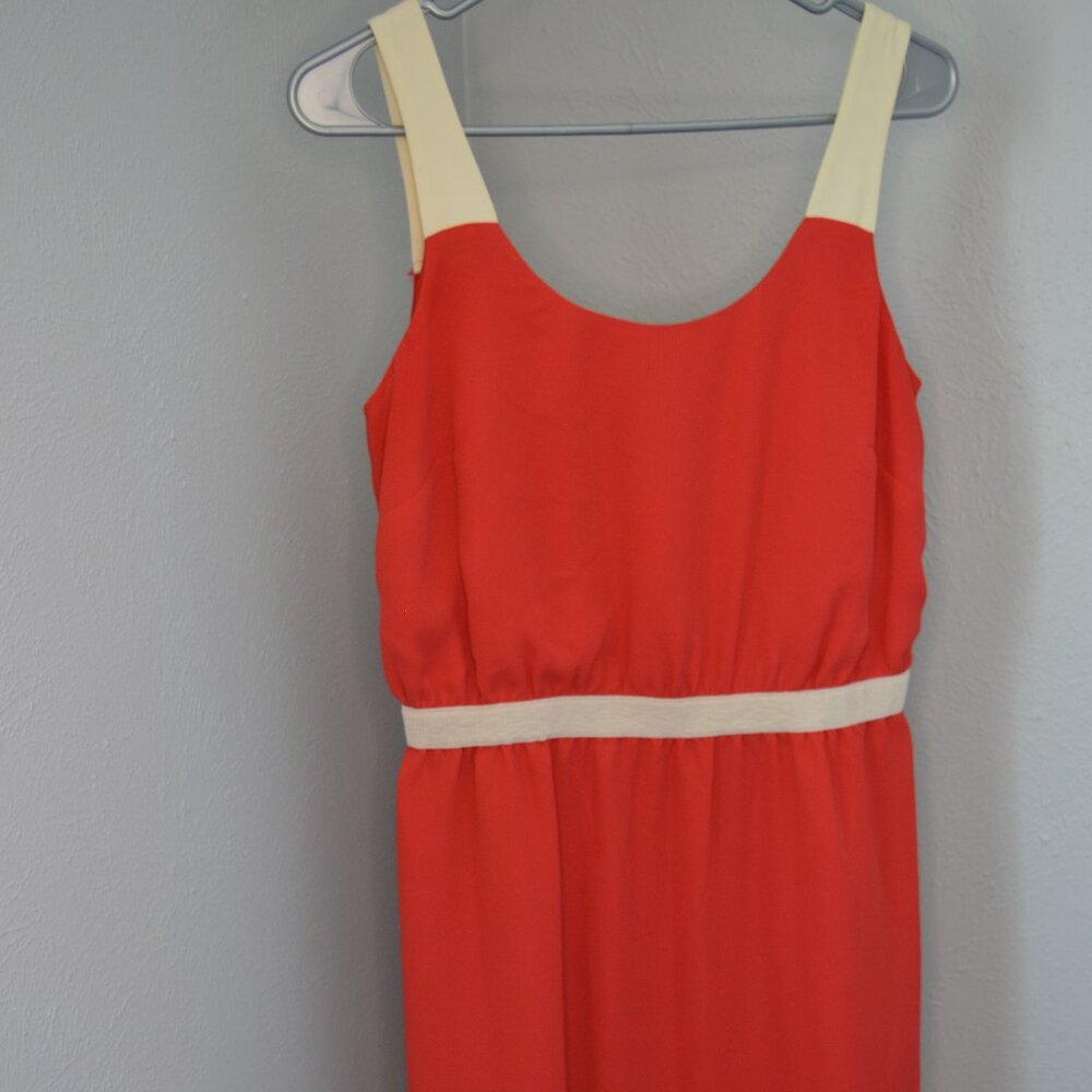 Coral Cocktail Dress with Cream Straps, Size 2 Ann Taylor Loft